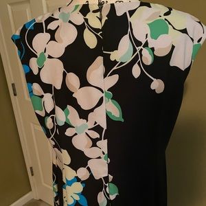 New York & company black midi dress with floral print.